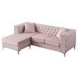 Glory Furniture Paige Velvet Sofa Chaise in Pink