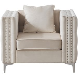 Glory Furniture Paige Velvet Chair in Ivory
