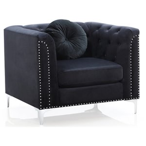 glory furniture pompano velvet chair in black