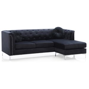 glory furniture pompano velvet sofa chaise in black