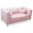 Glory Furniture Pompano Velvet Upholstered Loveseat in Pink