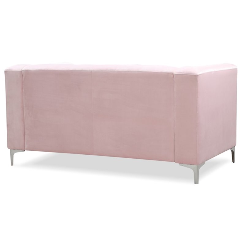 Glory Furniture Pompano Velvet Upholstered Loveseat in Pink