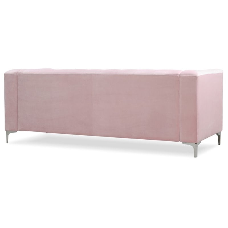 Glory Furniture Pompano Velvet Upholstered Sofa in Pink