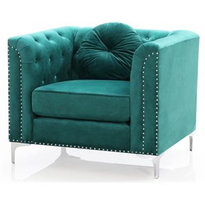 glory furniture pompano velvet upholstered chair in green