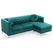 Glory Furniture Pompano Velvet Sofa Chaise in Green