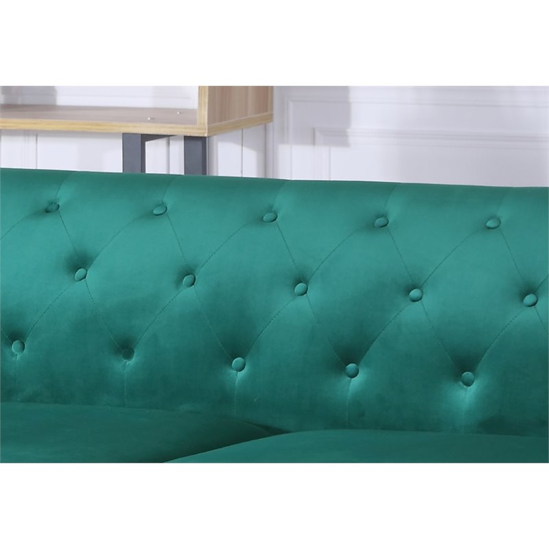 Glory Furniture Pompano Velvet Sofa Chaise in Green