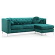 Glory Furniture Pompano Velvet Sofa Chaise in Green
