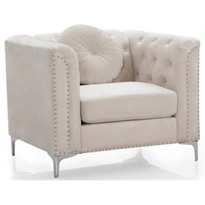 glory furniture pompano velvet chair in ivory