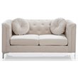 Glory Furniture Pompano Velvet Upholstered Loveseat in Ivory
