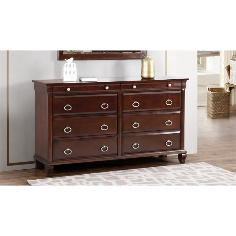 Glory Furniture Triton 8-Drawers Bedroom Dresser in Cappuccino