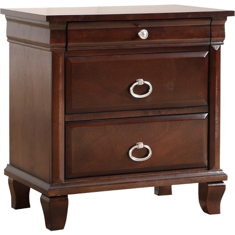 Glory Furniture Triton 2 Drawer Nightstand in Cappuccino