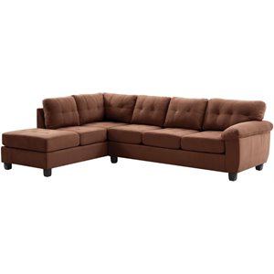 glory furniture gallant microsuede sectional in chocolate