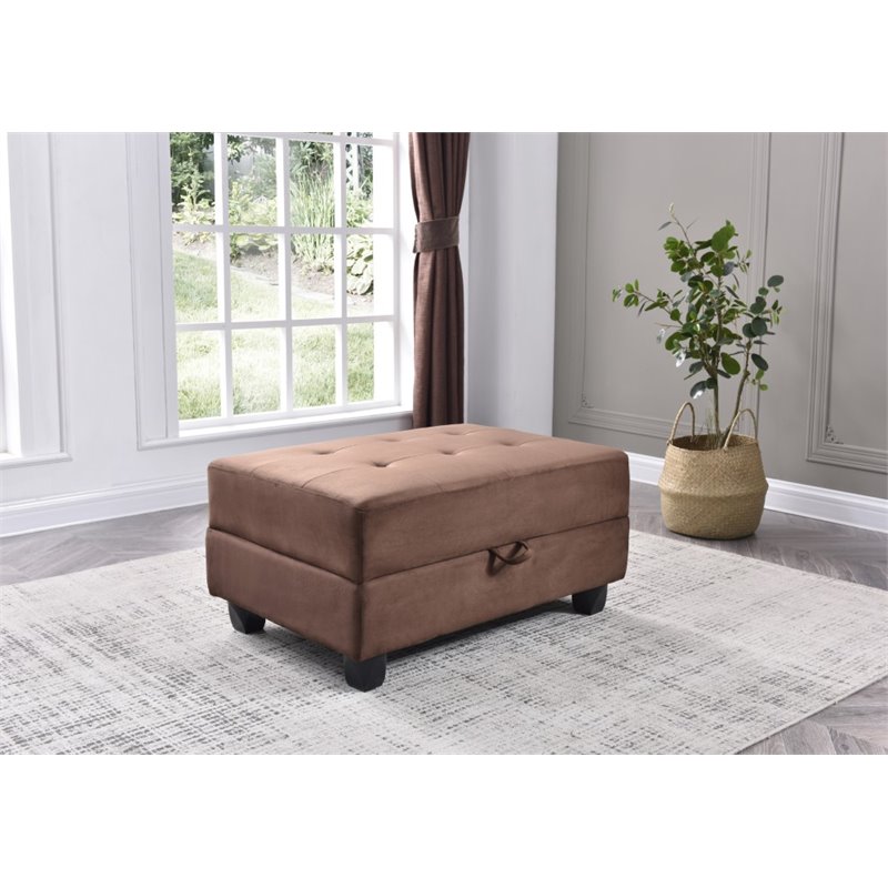Glory Furniture Gallant Microsuede Ottoman in Chocolate