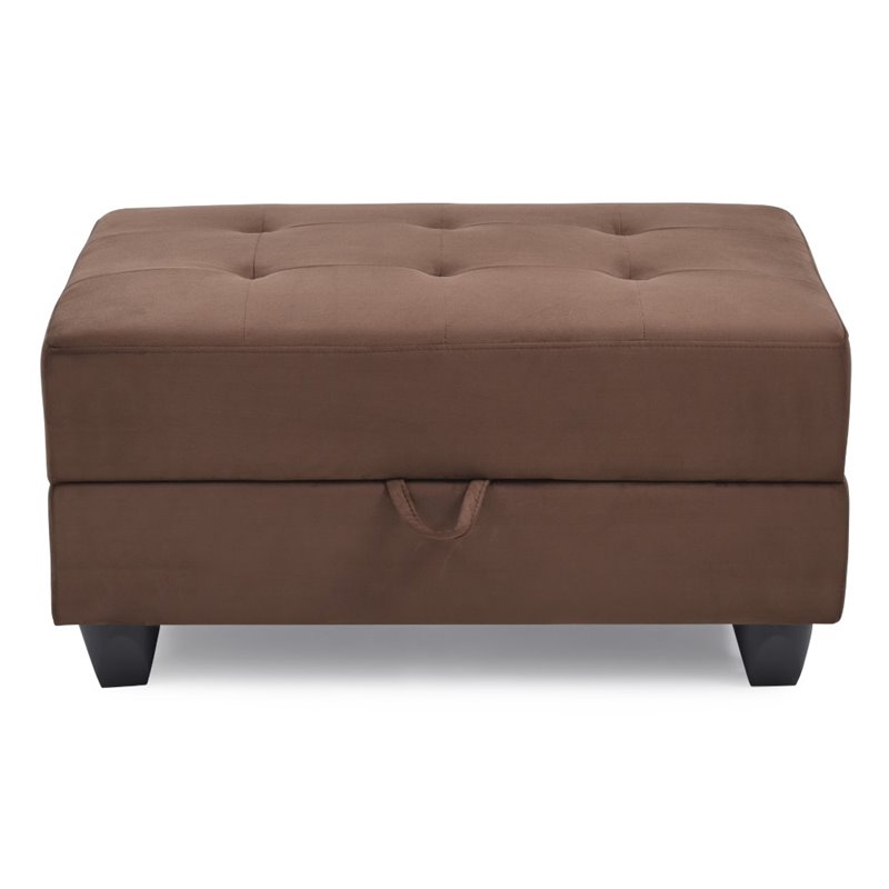 Glory Furniture Gallant Microsuede Ottoman in Chocolate