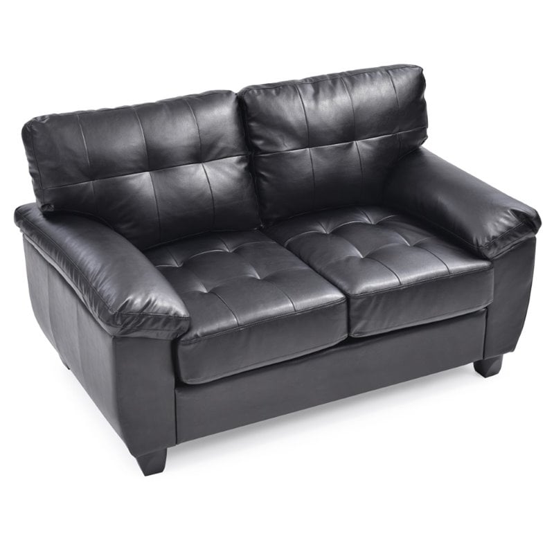 Glory Furniture Gallant Faux Leather Loveseat in Black