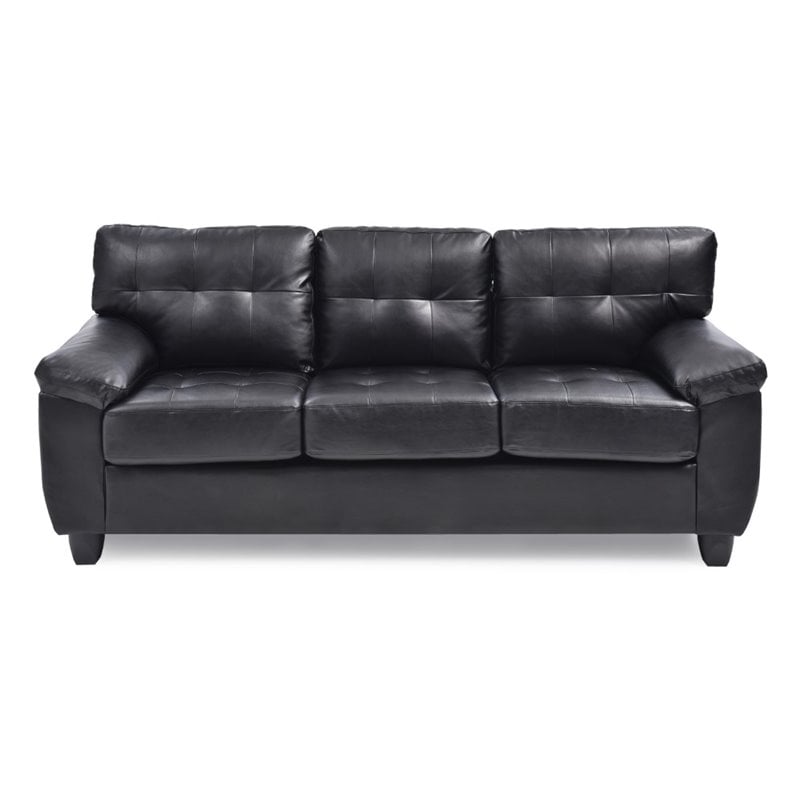 Glory Furniture Gallant Faux Leather Sofa in Black