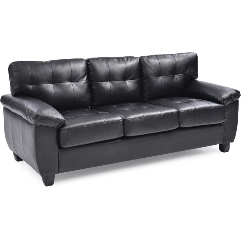 Glory Furniture Gallant Faux Leather Sofa in Black