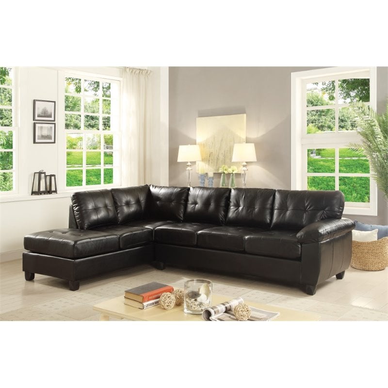 Glory Furniture Gallant Faux Leather Sectional in Black
