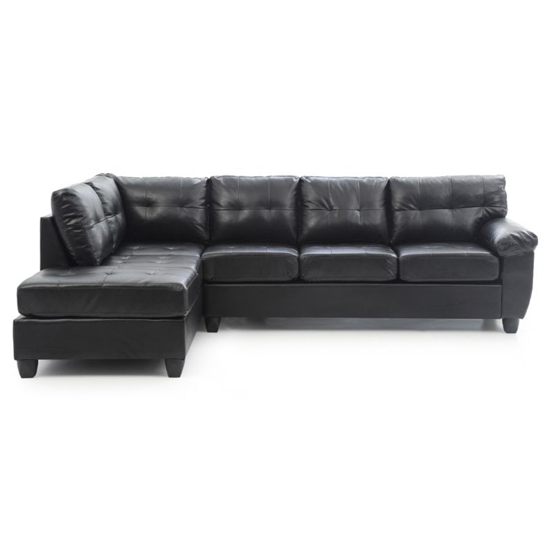 Glory Furniture Gallant Faux Leather Sectional in Black