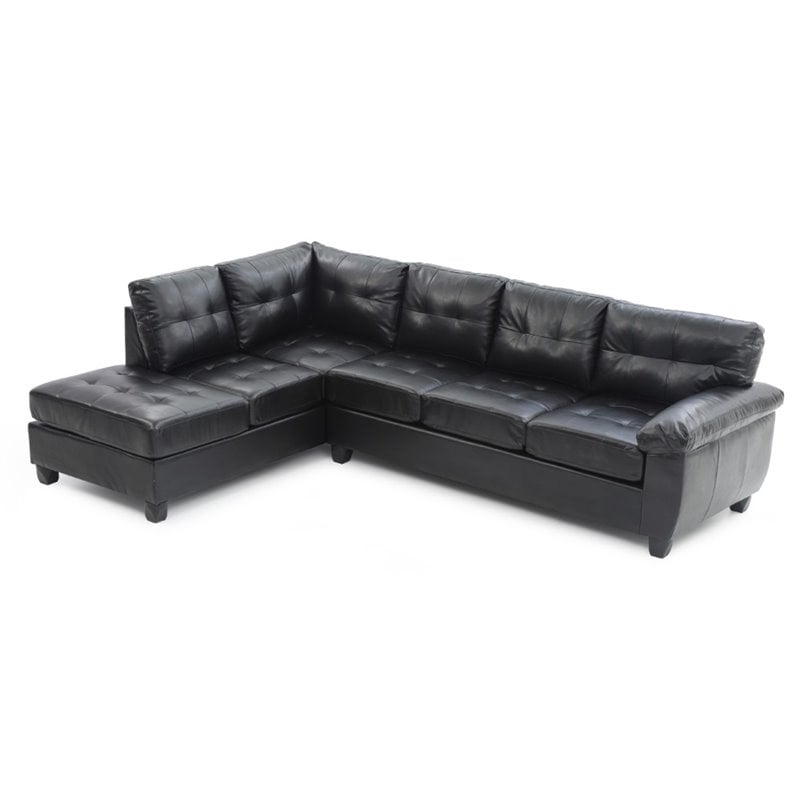 Glory Furniture Gallant Faux Leather Sectional in Black