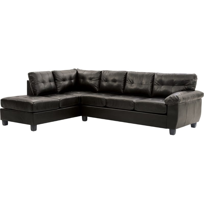 Glory Furniture Gallant Faux Leather Sectional in Black