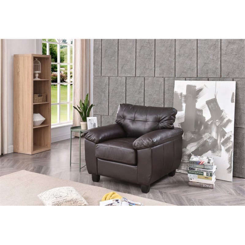 Glory Furniture Gallant Faux Leather Chair in Cappuccino