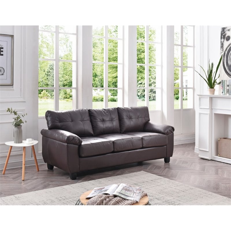 Glory Furniture Gallant Faux Leather Sofa in Cappuccino