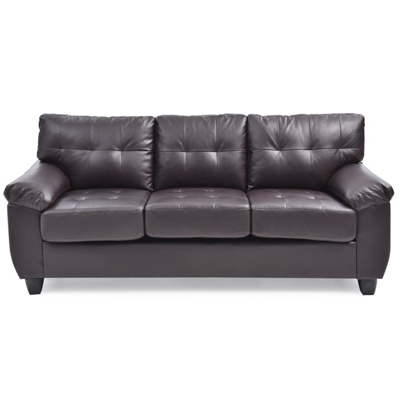 Glory Furniture Gallant Faux Leather Sofa in Cappuccino
