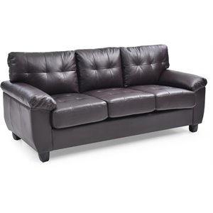Glory Furniture Gallant Faux Leather Sofa in Cappuccino
