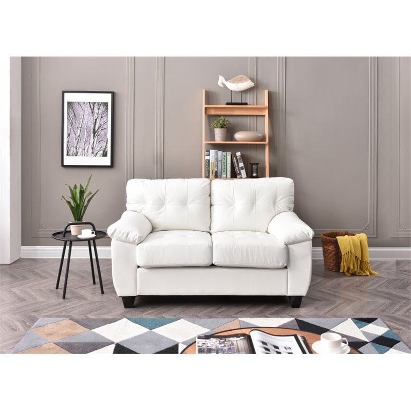 Glory Furniture Gallant Faux Leather Loveseat in White