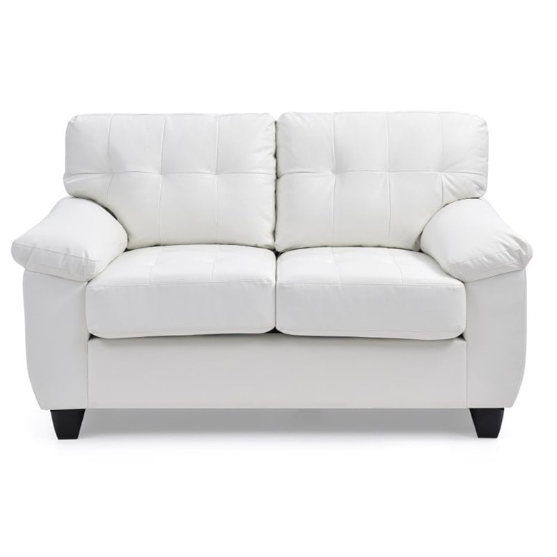 Glory Furniture Gallant Faux Leather Loveseat in White