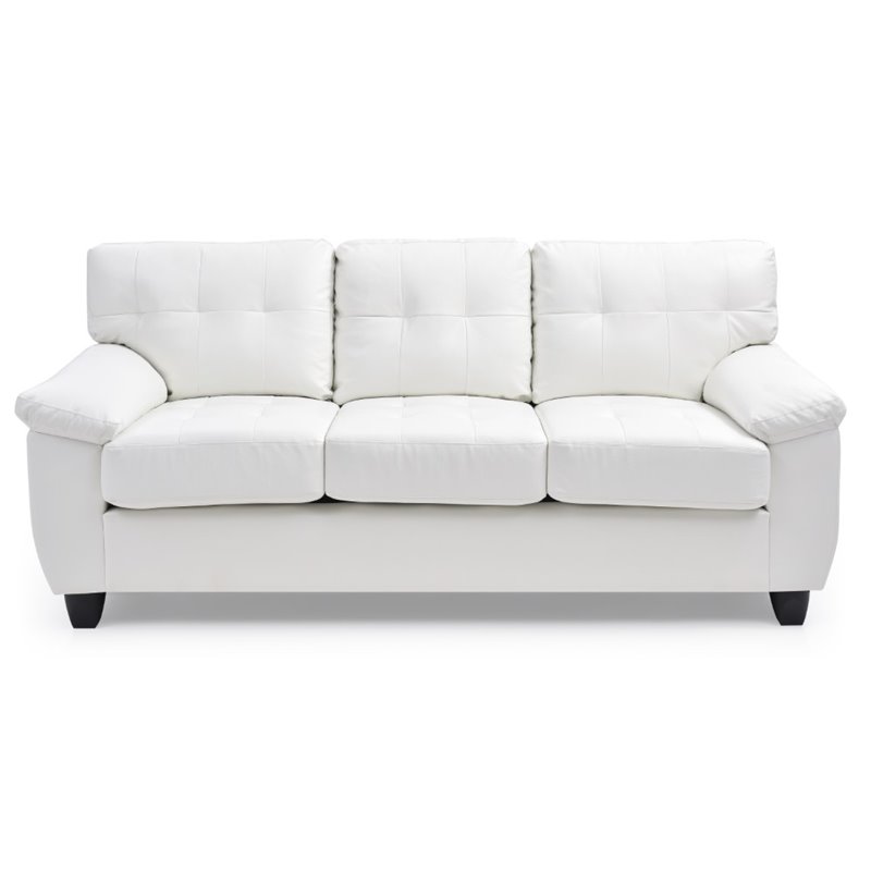 Glory Furniture Gallant Faux Leather Sofa in White