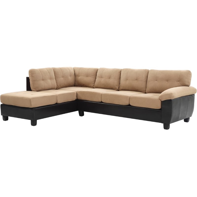 Glory Furniture Gallant Microsuede Sectional in Mocha