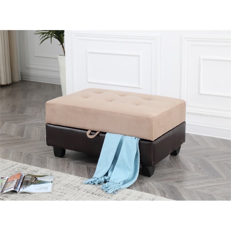Glory Furniture Gallant Microsuede Ottoman in Mocha
