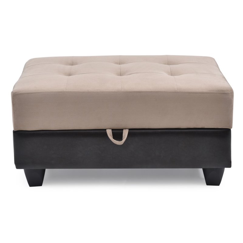 Glory Furniture Gallant Microsuede Ottoman in Mocha