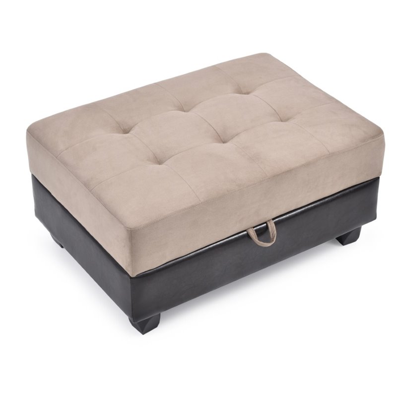 Glory Furniture Gallant Microsuede Ottoman in Mocha