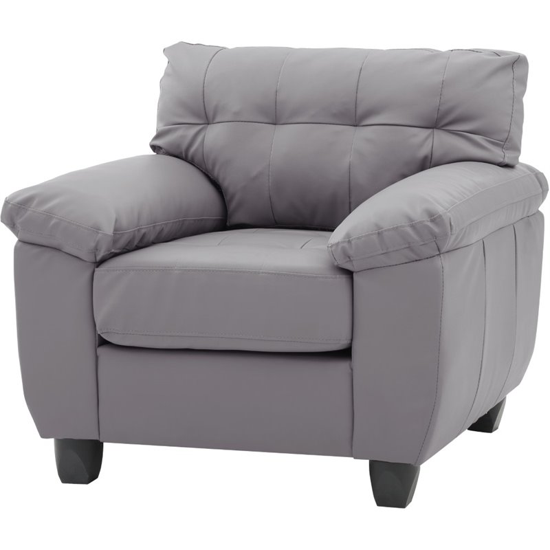 Glory Furniture Gallant Faux Leather Chair in Gray