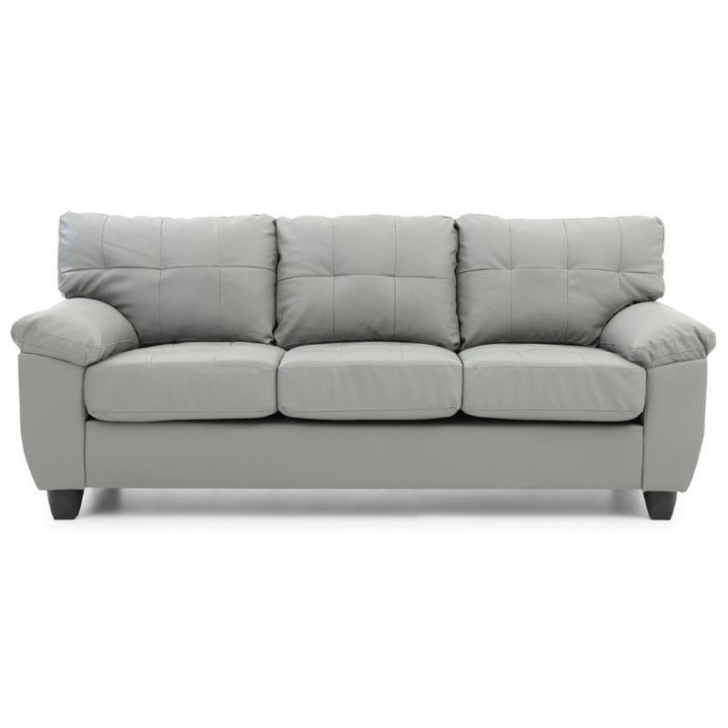 Glory Furniture Gallant Faux Leather Sofa in Gray