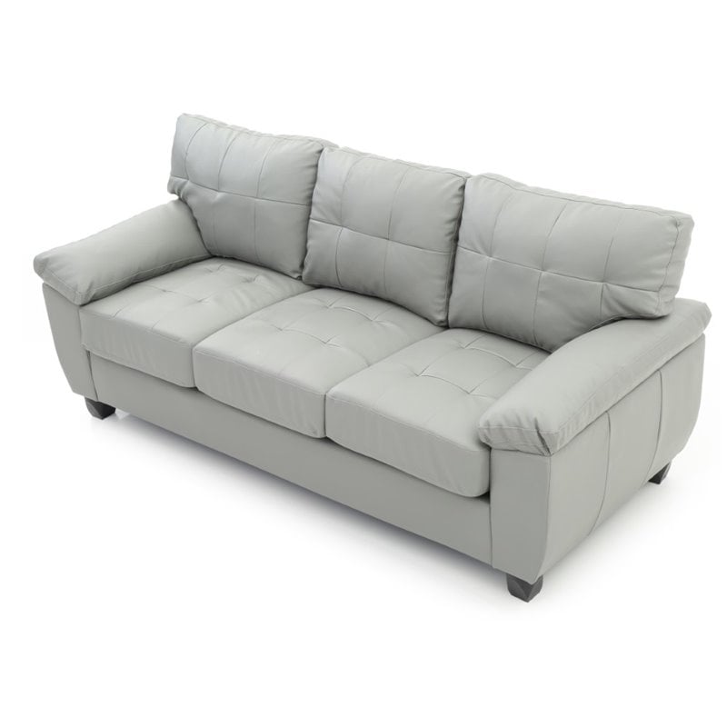Glory Furniture Gallant Faux Leather Sofa in Gray