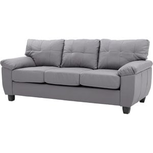 Glory Furniture Gallant Faux Leather Sofa in Gray