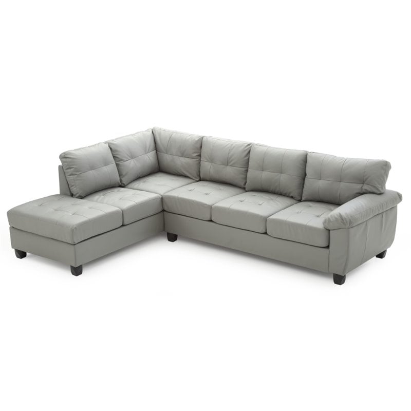 Glory Furniture Gallant Faux Leather Sectional in Gray