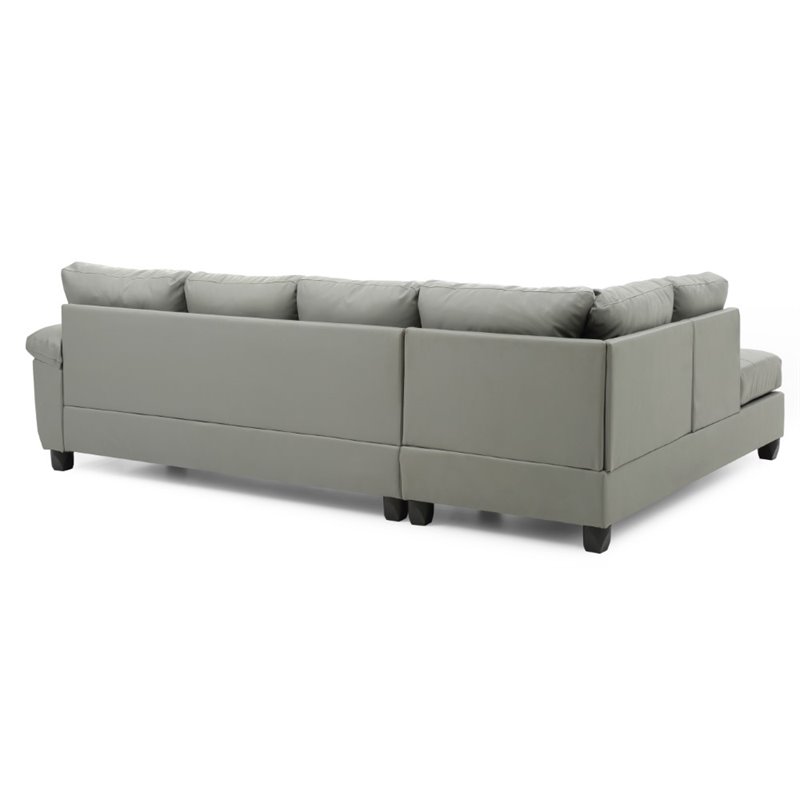 Glory Furniture Gallant Faux Leather Sectional in Gray