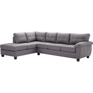 Glory Furniture Gallant Faux Leather Sectional in Gray
