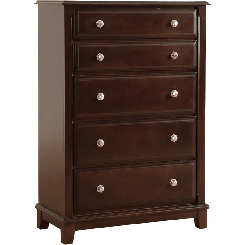 Glory Furniture Ashford 5 Drawer Chest in Cappuccino