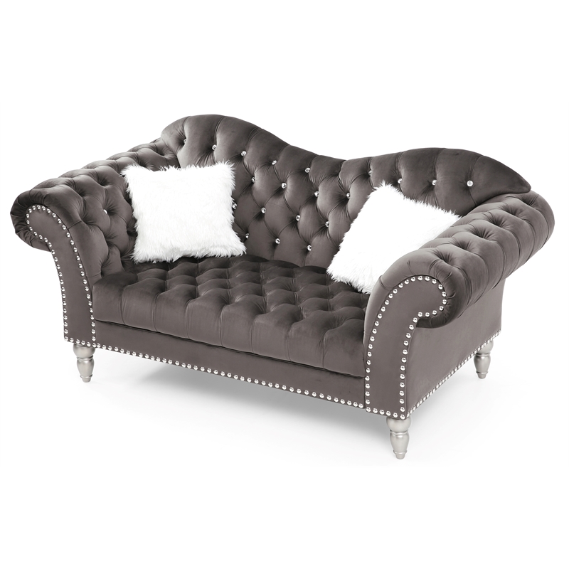 Glory Furniture Wilshire G0951A-L Loveseat   DARK GRAYVelvet