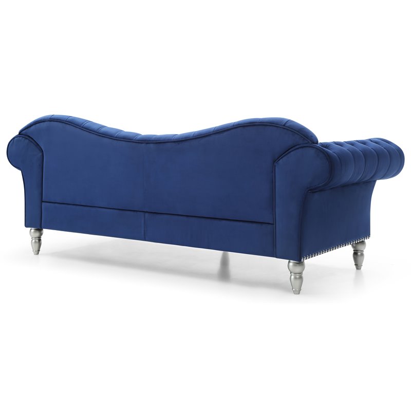 Glory Furniture Wilshire Traditional Sofa in Blue Velvet