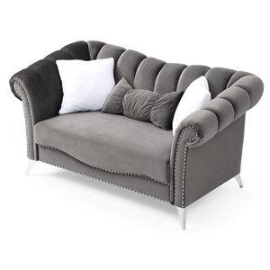 glory furniture madrid g0540a-l loveseat  dark gray velvet