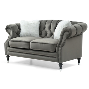 glory furniture bristol loveseat gray velvet