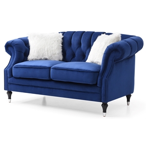 glory furniture bristol loveseat blue velvet