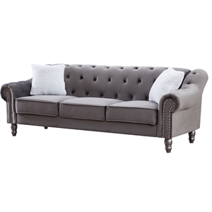 Glory Furniture Encino Sofa Gray Velvet